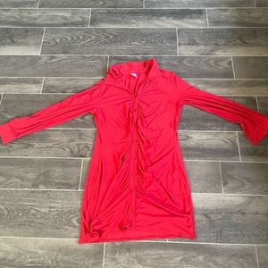 3x red long sleeve dress